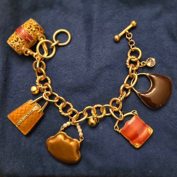 ✨Luxury-Inspired Handbag Charm Bracelet with Gold Chain and Crystal Accents ✨ - Picture 2 of 2